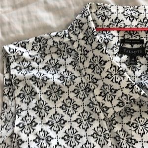 Talbots black white, sleeveless cotton button up